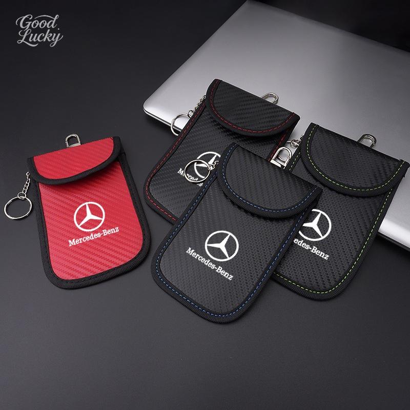 ZHM3 Car Key Case Signal Blocker Bag RFID Shielding Pocket For Mercedes Benz Class A Class C200L GLC GLK CLA Mouldings HSQMM-BENZ