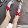 Women Sexy Cute Love Heart Pattern Stockings Nylon High Stockings With Bow Decoration Valentine Day Gift Christmas Wear