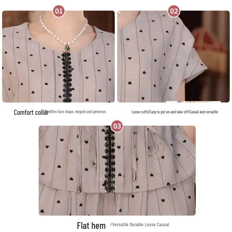 Jianhu Women's Slimming Heart Polka Dot Two-Piece Set