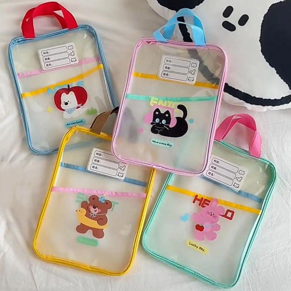 Rabbit Test Paper Storage Bag Transparent File Folder Bag Cartoon File Bag  School Office Supplies