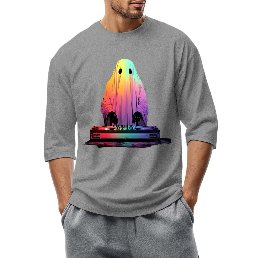 Men'S Round Neck Three-Quarters Sleeve Top Casual Fashion T-Shirt