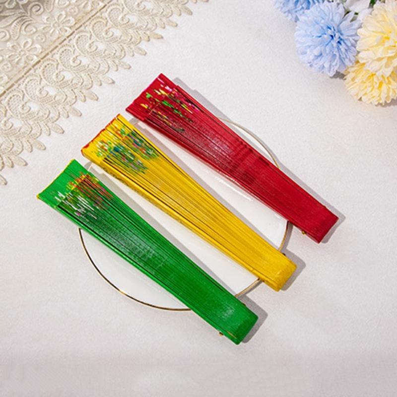 Dámský vintage španělský skládací vějíř oboustranně malovaný květinami dřevěný vějíř pro cikánský tanec festivalovou dekoraci