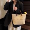 Women Straw Tote Handbag Large Capacity Crochet Beach Shoulder Bag Solid Color Weaving Travel Ladies Summer Daily Bag CLE