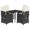 Vidaxl 5-Cz. Juego de Muebles de Jardín con Cojines, Negro, Ratán Sintético