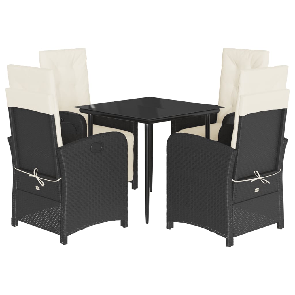 Vidaxl 5-Cz. Juego de Muebles de Jardín con Cojines, Negro, Ratán Sintético