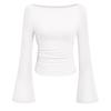 Women' Fashionable Pure-colored Flared-sleeve Long-sleeved Top