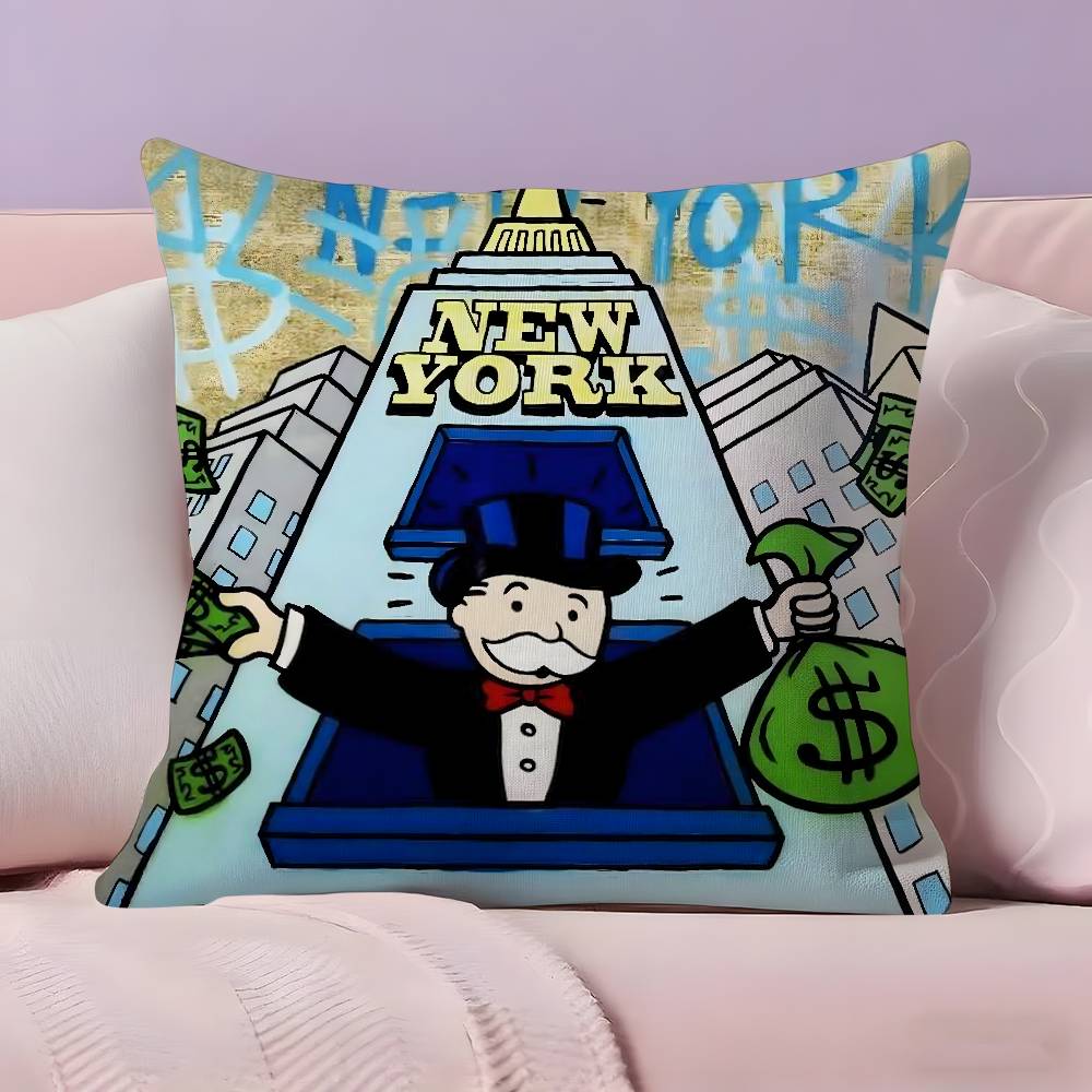 Cartoon M-Monopoly Pillow Case Ultra Soft Skin Friendly Fabric Cloud Like Comfort & Concealed Zipper