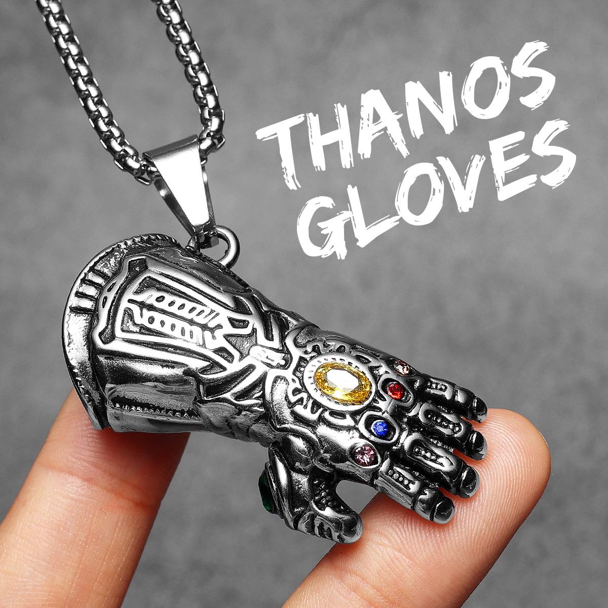 

Thanos Gloves Men Necklaces With Pendant Stainless Steel Zircon Jewelry For Male Women Punk HipHop Accessories Gifts