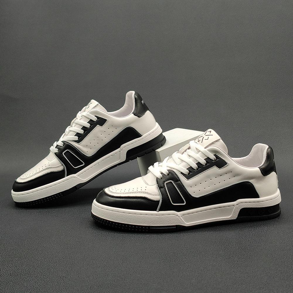 Herren aj Board Schuhe Leder Trend vielseitig Sportstil Freizeitschuhe Farbabstimmung Board Schuhe Herren trendige Schuhe Europäische Station Herrenschuhe