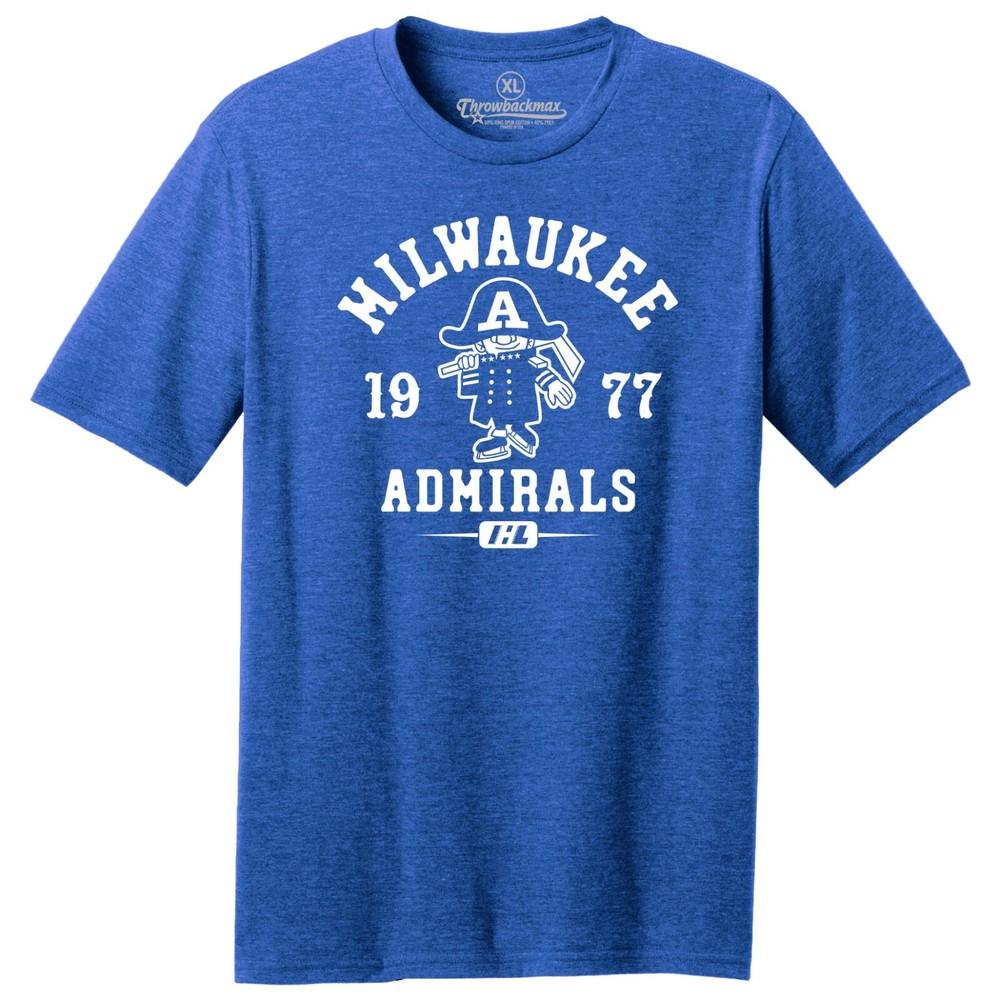 Milwaukee Admirals 1977 IHL Хоккейная футболка унисекс TRI-BLEND Royal Heather S