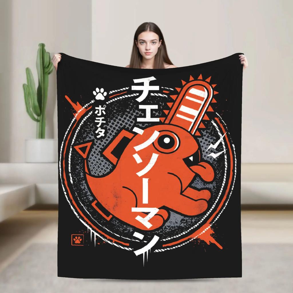 Chainsaw Man Anime Reze Plush Flannel Throw Blanket Soft Warm Bedspread for Living Room Students