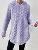 2025 Women's Solid Color Hooded Jacquard Slim Sweatshirt Jacket with Drawstring