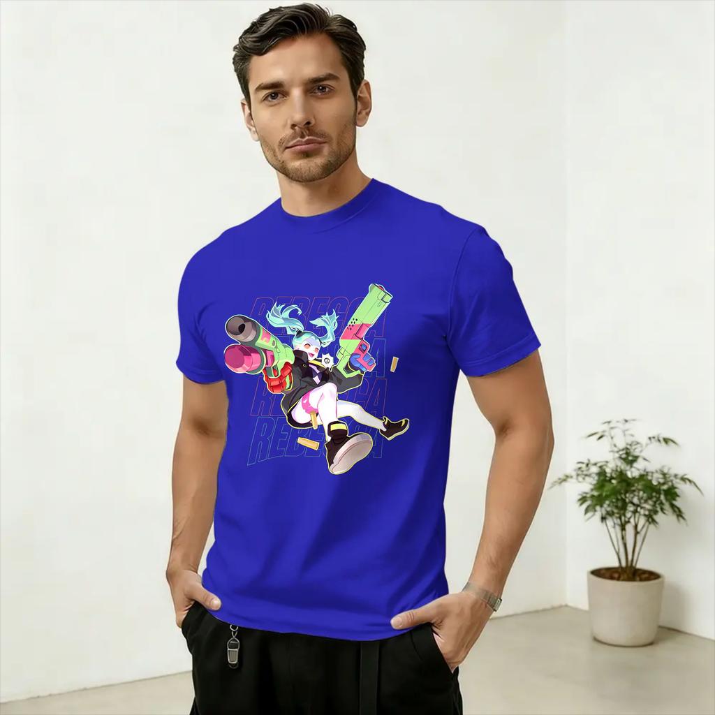 Unisex TShirt CCyberpunks Edgerunners Vintage Pure Cotton Tee Shirt Short Sleeve T Shirt Round Collar Clothes Party
