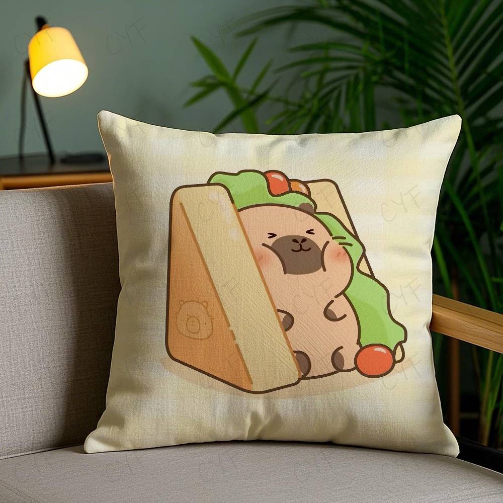 Niedlicher Cartoon Capybara Kissenbezug Sicheres Kissen mit individuellem Foto, Farbechter Kissenbezug aus gebürstetem Fleece, Sicher für Mütter und Babys.