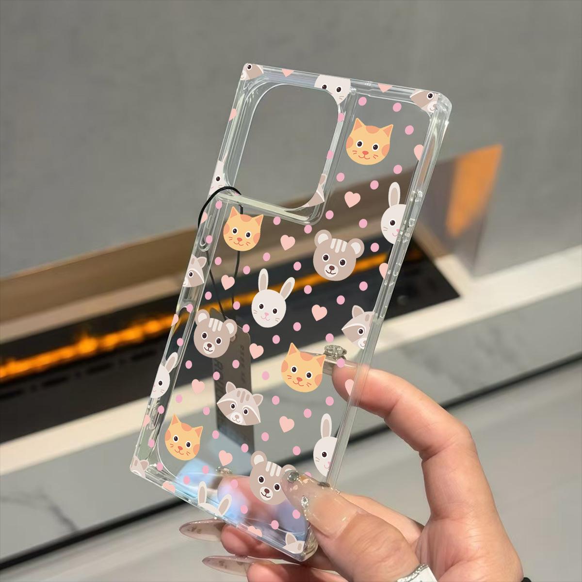 

Clear Square Back Tube Case Protection For iPhone 13 12 16 ProMax 14 Pro Max 11 15 Plus Anti-Oxygen,Grid Animal Pattern Casing iphone 11 ProMax