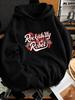 Unisex Hoodie, Rockabilly Rebel Graphic Print, Pullover Sweatshirt, Vintage Retro Style, Casual Streetwear, Fall Winter Season, Drawstring Hood And Ka