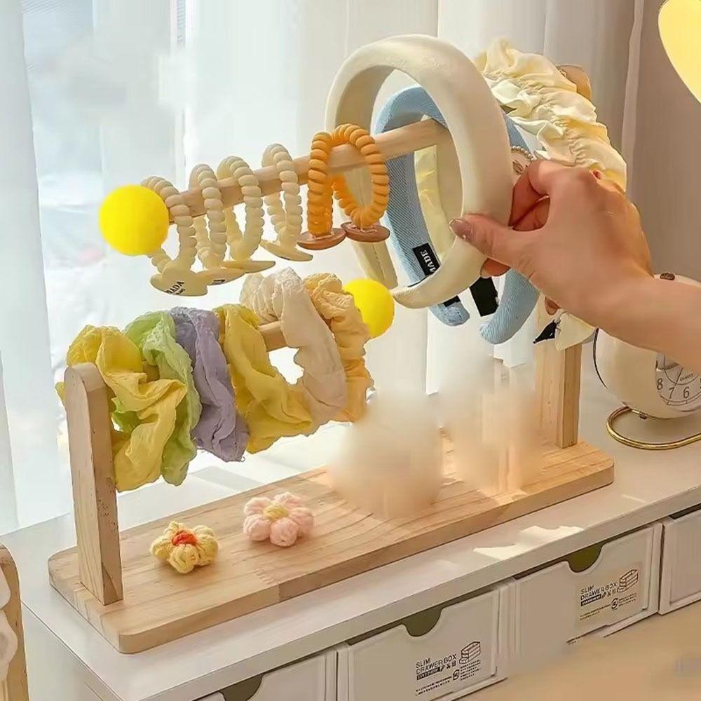 Wooden Hair Band Hair Rope Hair Tie Holder Multifunctional Earring Bracelet Watch Necklace Stand