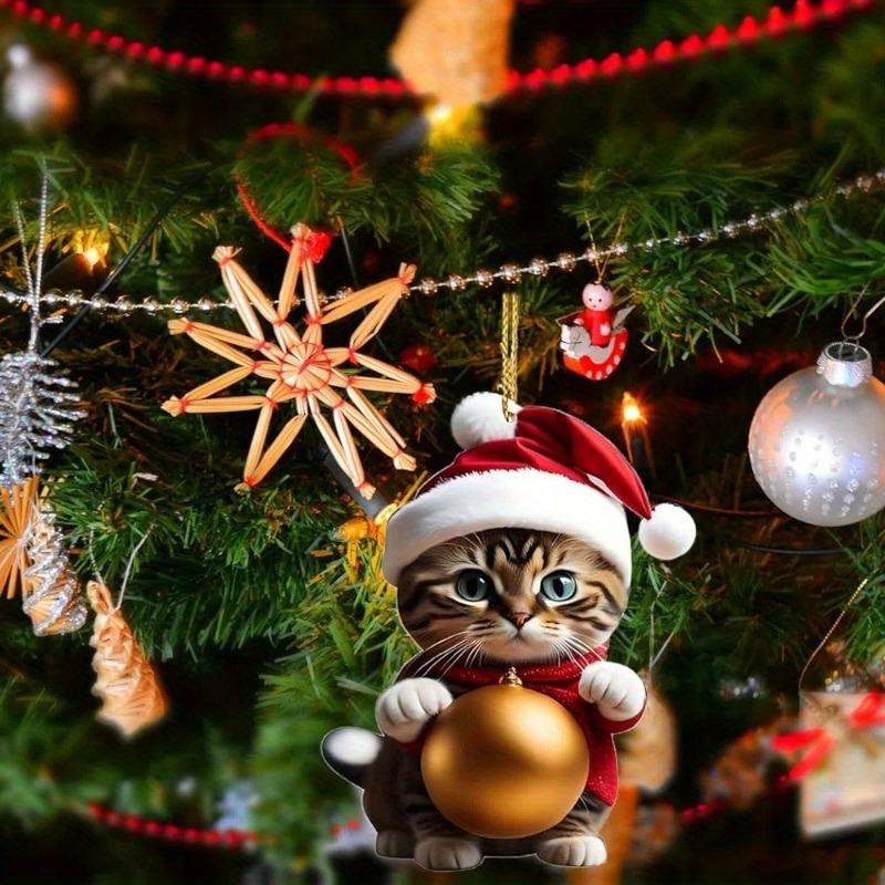 Acrylic Cat Design Ornaments Cartoon Pendant Charms for Keychain Bag Home Decoration Ideal Gift for Feline Fans On Christmas