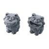 2Pcs Chinese Legend God Beast Statue Cute Gatekeeper God Stone Sculpture Spirit Beast Lion Handmade Gift Diy Decor