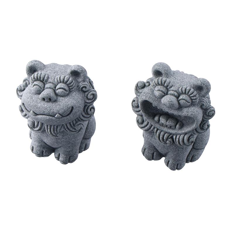 2Pcs Chinese Legend God Beast Statue Cute Gatekeeper God Stone Sculpture Spirit Beast Lion Handmade Gift Diy Decor