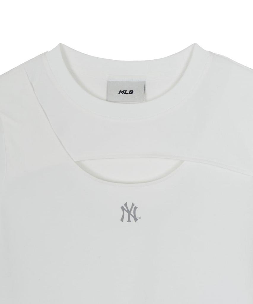 Emelbi Women'S Cutout Detail Slim Semi-Crop Short Sleeve T-Shirt Ny (White)