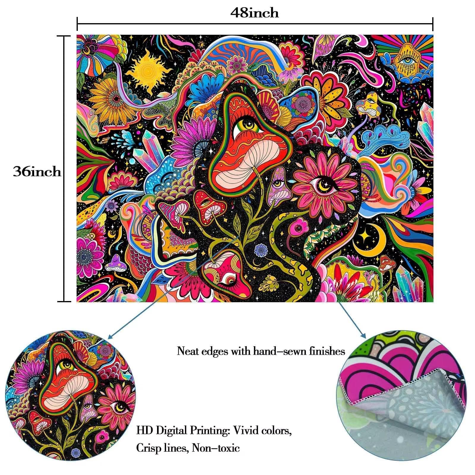 VIKAMA Dopamine Hallucinogenic Graffiti Tapestry Cyber Hippie Style Dormitory Bedroom Decoration Living Room Game Room Tapestry 40x60cm 16x24inch