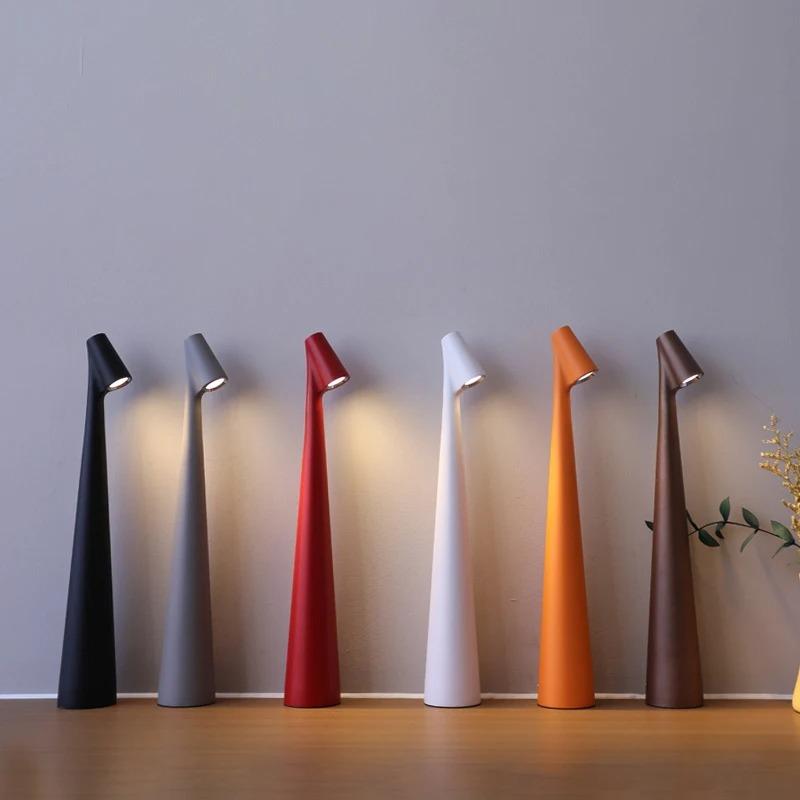 Modern Rechargeable Touch Control LED Table Lamp 3 Color Dimmable Desk Lamp Portable Night Light Eye-Caring for Bedroom Bedside Home Office Decor