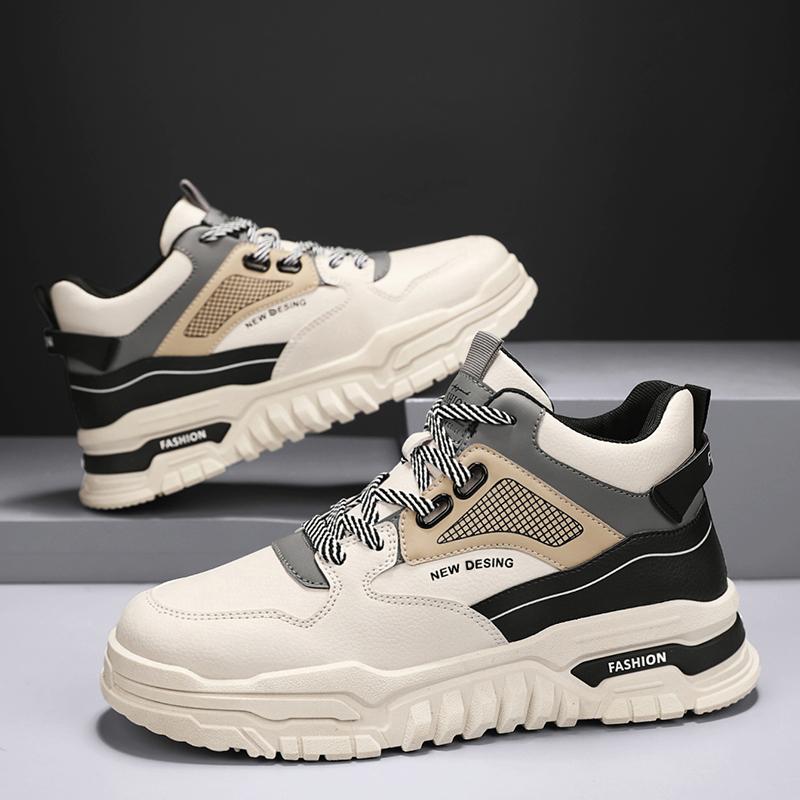 Mens Sneakers Fashion High Top Male Casual Shoes Platform Comfortable Board Shoes Breathable Non-slip Sport Shoes Walking Shoes