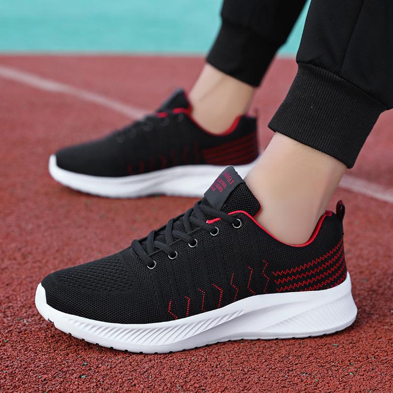 Black brand men's shoes mesh breathable sports shoes soft sole light running shoes men's thick sole comfortable casual travel shoes