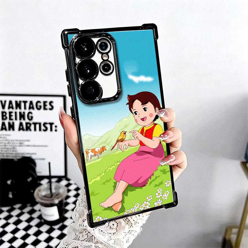 Heidi Cartoon Cute Plating Phone Case For Samsung Galaxy S24 S25 FE S26 Edge S23 Ultra S22 S21 Plus S20 Anti-Fall Airabag Cover