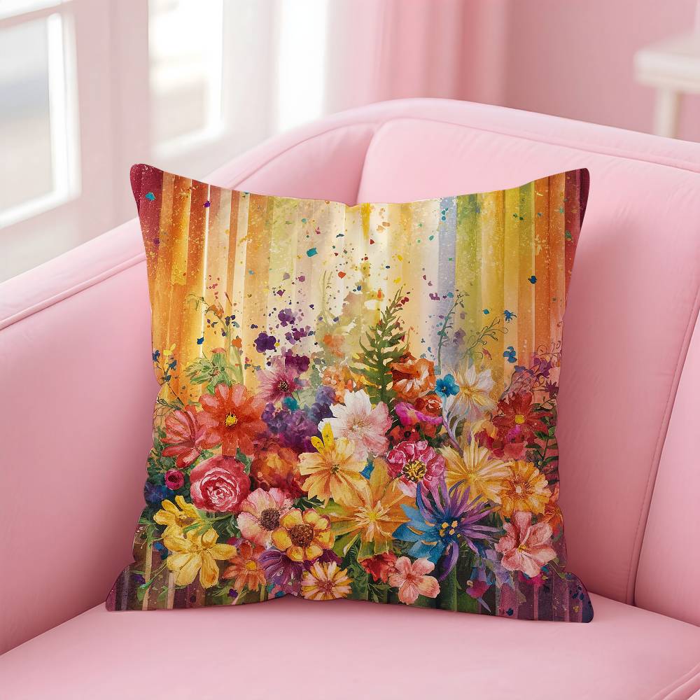 Stunning Colorful Floral Pillow Case Pattern Printing Pillowcase Living Room Sofa Cushion Cover Bedroom Room Decor