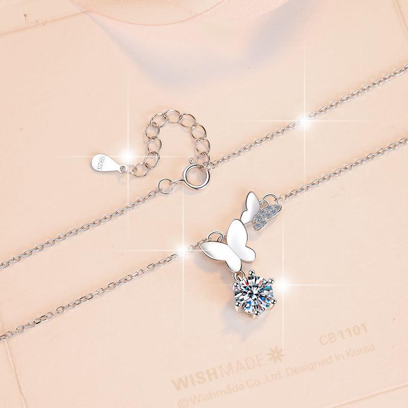 1ct Moissanite Woman Pendant Sier Necklace For Women Chains Party Bridal Fine Jewelry 925sterling Silver Necklace