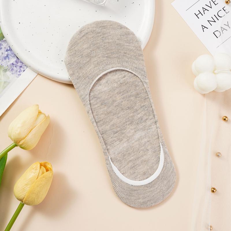 Damen Unsichtbare Bootssocken Sommer Silikon Rutschfest Mode Knöchelsocken Niedrig geschnitten Weiblich Einfarbig Baumwolle Atmungsaktive Socke