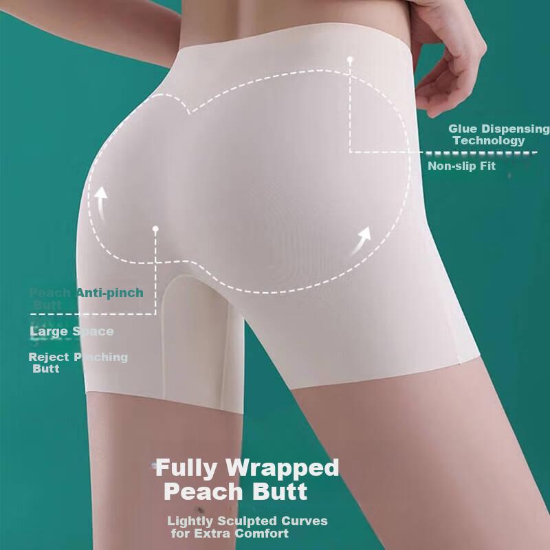 Zaishuo Women's Seamless High-Waist Safety Shorts with Ice Silk Cooling Fabric, Antibacterial Crotch, Anti-Exposure Base Layer Shorts, Pack of 2