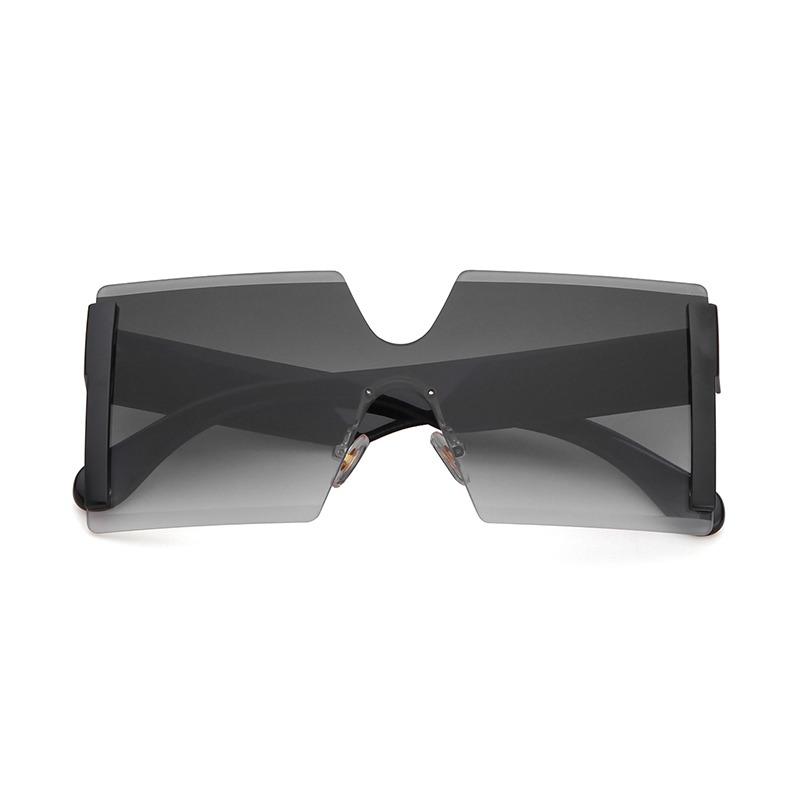 Fashion Gradient Square Rimless Sunglasses for Women Men Designer Trendy Blue Lens Oversize Sun Glasses UV S61G