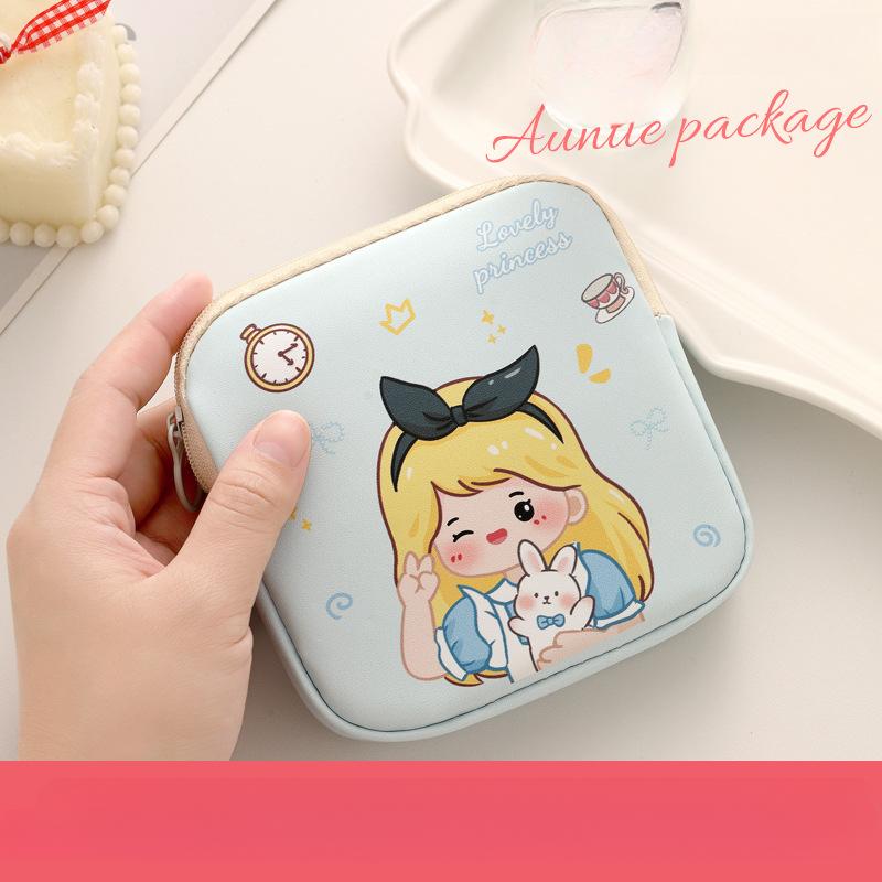 Large Capacity Sanitary Pads Bag Portable Mini Data Cables Organizer Multipurpose Women Girls Cosmetic Makeup Bag Coin Purse
