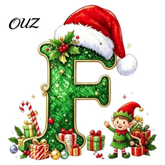 Durable Hanging Letter Decoration 26 Alphabet Christmas Ornament, Personalized Letters Acrylic Tree with Santa Hat Pendant And Elf Boy for Xmas Mantel