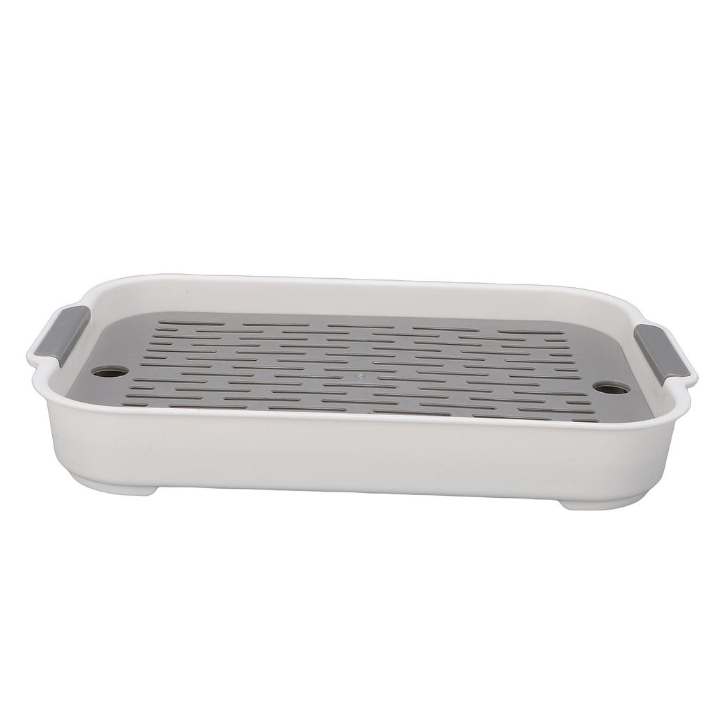 Cup Drying Tray Rectangular Plastic Double Layer Dish Drain Tray for Fruit Water Cup Snacks