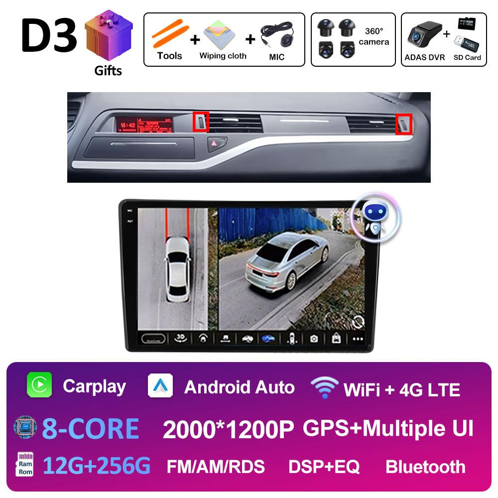 GPS Navigation Android 14 For Citroen C5 2008 2009 2010 2011 2012 2013 - 2017 Car Multimedia Radio Video Player QLED IPS Screen