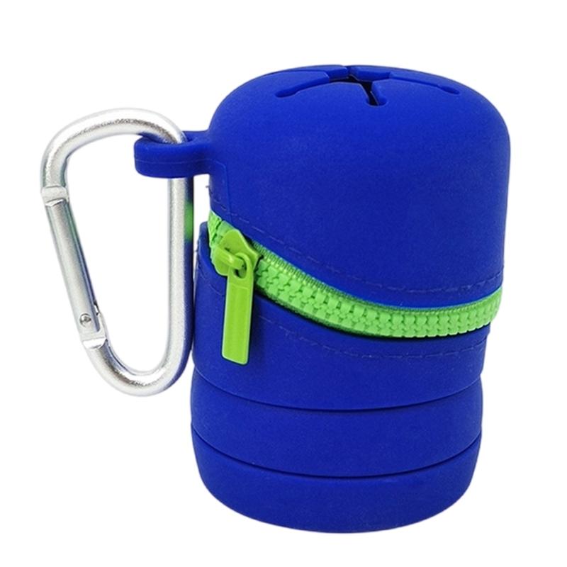 

Silicone Boxes Trash Can with Carabiner Clip Fly Fishing Box Foldable Soft Trash Can Fishing Accessories for Streams синій