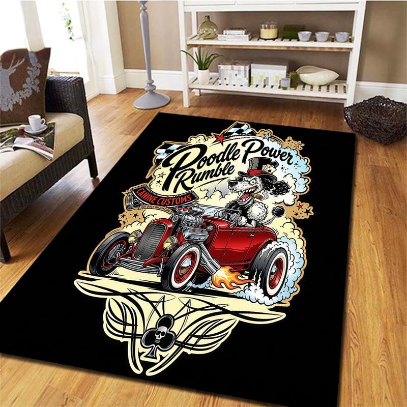 Street graffiti car Pattern Square Carpet,Area Rug,Carpet Rug for Living Room Bedroom Sofa Playroom Decor,Non-slip Floor Mat,Holiday Birthday Gifts