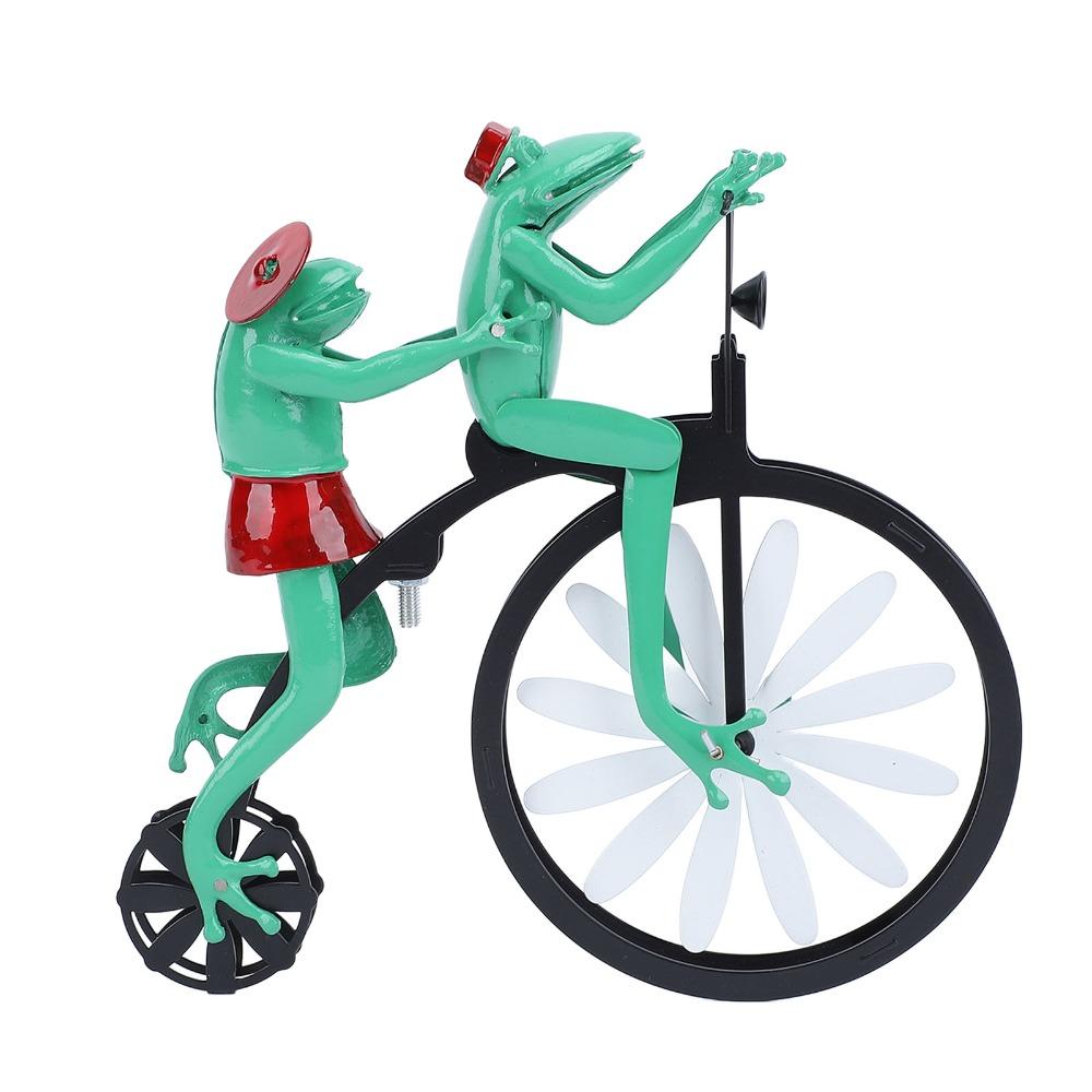 7pcs Spinning Front Wheel Garden Wind Spinner Iron Wind Spinner Frog Ornament Housewarming