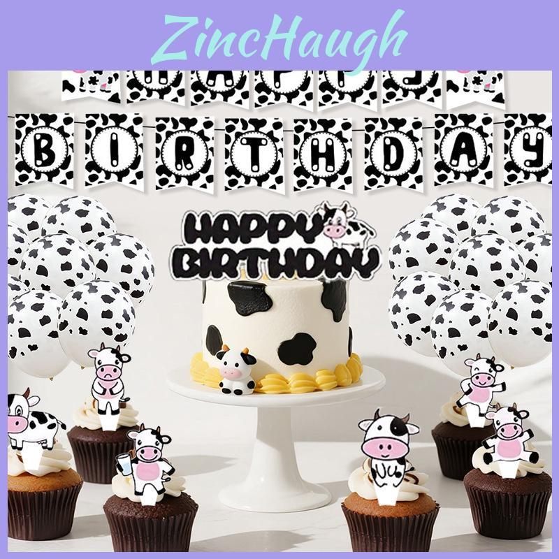 Farm Cow Birthday Party Decorations Set With Banners Balloons And Flags For Celebrations