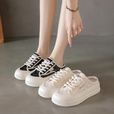 Demi-pantoufles à lacets pour femmes 2025 été nouvelles chaussures plateforme super tendance polyvalentes célébrité Internet loisirs sport sandales
