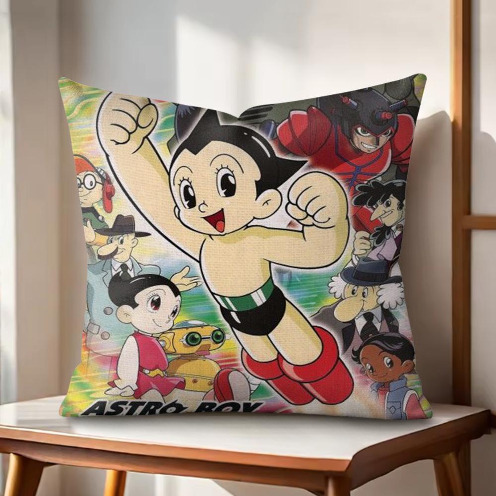 Anime Comic AAstro Boy Cushion Cover Natural Linen Organic Fabric DoubleSided Printing Couch Pillow Covers Home Decor
