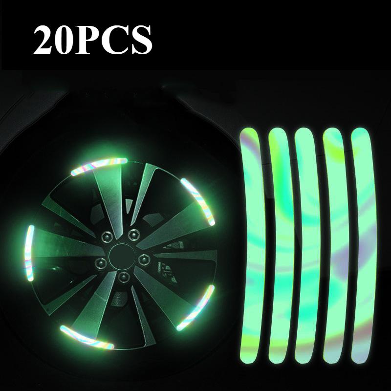 

20 шт., светящиеся наклейки для ночного вождения, светоотражающие наклейки на колеса, декоративные универсальные наклейки для автомобиля, велосипеда, мотоцикла, грузовика 20pcs