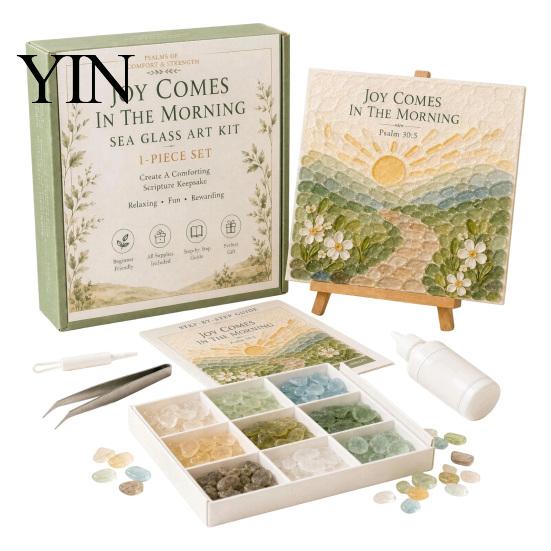 Inspirational Scripture Decorations Faith-Inspired Sea Glass Art Kit, Psalms of Comfort And Strength Christian DIY Faith Inspired Handmade Gifts