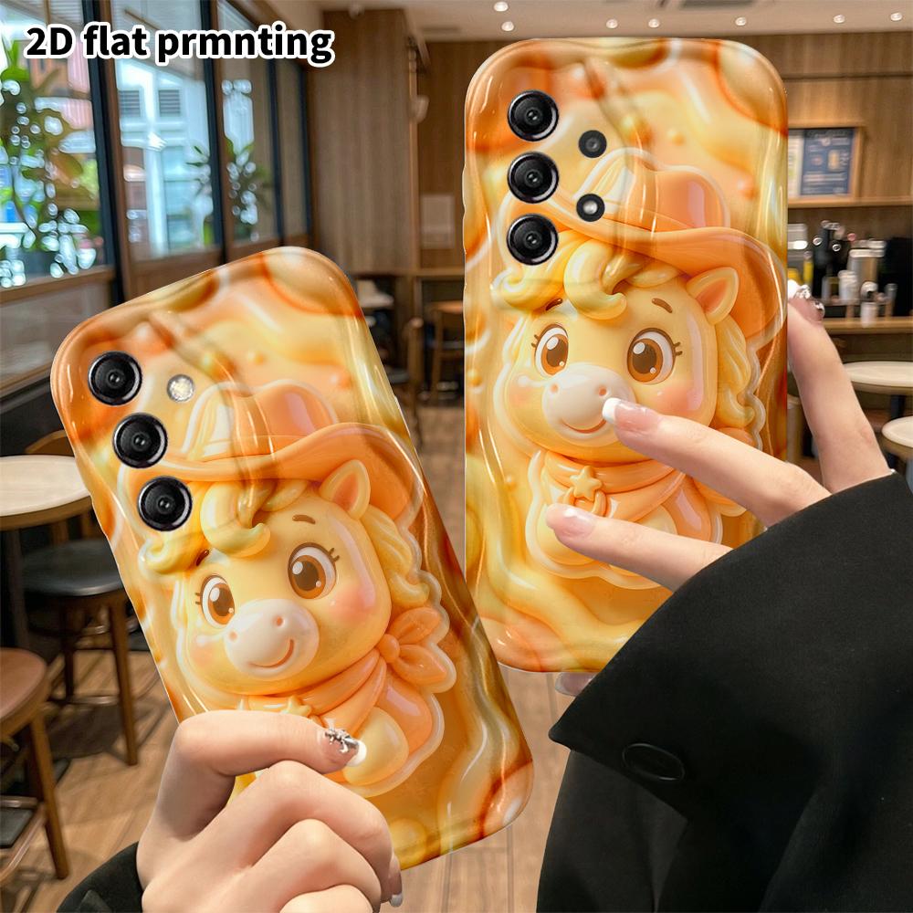 Phone case: 2D flat, suitable for Samsung Galaxy A34 A35 M05 M06 S20 S22 S21 FE Plus 5G protective case, little denim pony, perfect Christmas and Hall