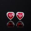 Jewelry Simulation Red Corundum Heart-Shaped Temperament Light Luxury Set 15 * 15-12 * 12-9 * 9