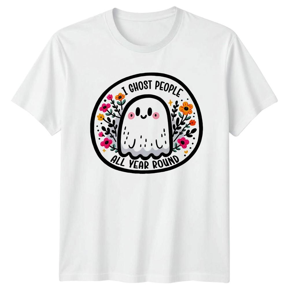 I Ghost People All Year Unisexs TShirt Introvert Halloween Gift For Her S